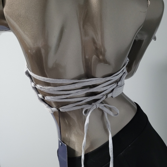 La Seta by Asya Linen Blend Crop Top  back Tie Sz Small - Picture 12 of 12